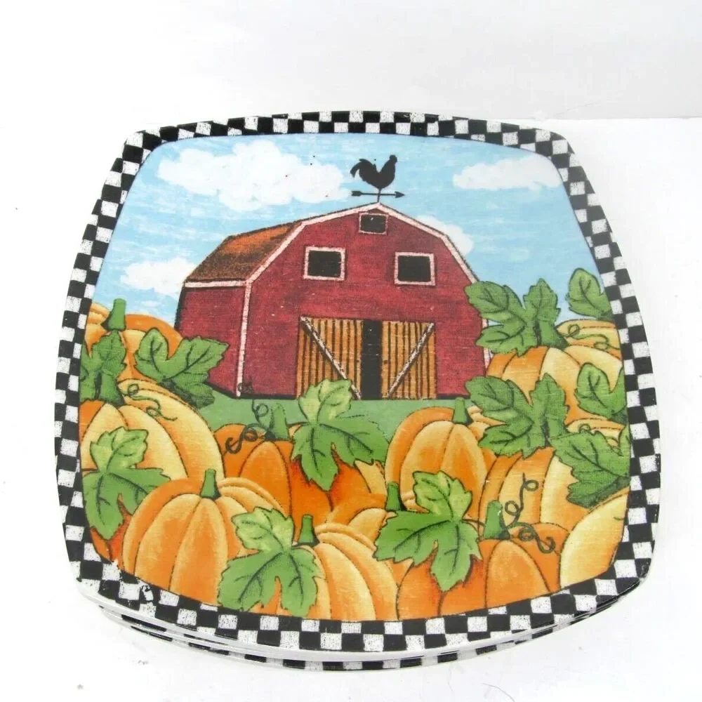 Pumpkin Patch Farm Set Of 4 Square 8
